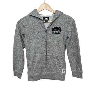 Roots Kids Grey Speckled Zip Up Hoodie‎ Sweatshirt Size Medium 7/8 Years